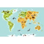 Fototapeta mapa świata zwierzęta 3689