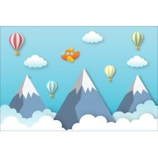 Fototapeta dla dzieci góry, samolot, chmurki , balony dwk187