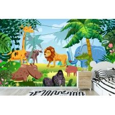 Fototapeta dla dzieci na wymiar safari, krokodyl, słoń, żyrafa, lew dwk227