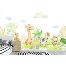 Fototapeta dla dzieci żyrafa, słoń, małpka, dzikie zwierzątka, zebra dwk222