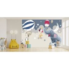 Fototapeta do pokoju dziecięcego słonik, balony, pingwiny dwk238