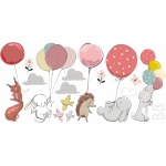 Naklejki tkaninowe zestaw 11 zwierzątka z balonami