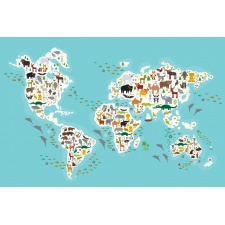 Fototapeta mapa świata zwierzęta 3660