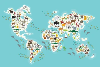  Fototapeta mapa świata zwierzęta 3660