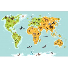 Fototapeta mapa świata zwierzęta 3689