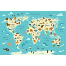 Fototapeta mapa świata zwierzęta 3700
