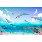 Fototapeta dla dzieci delfiny, podwodny świat ,mewy dwk124