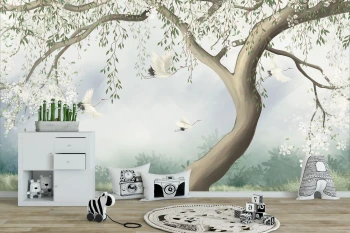  Fototapeta dla dzieci drzewa, las, natura, bociany dwk322