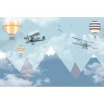  Fototapeta dla dzieci góry, balony, samoloty dwk253