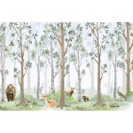 Fototapeta dla dzieci las, drzewa, leśne zwierzęta M014