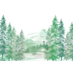  Fototapeta dla dzieci las, góry, akwarela dwk314