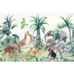 Fototapeta dla dzieci małpka, żyrafa, zebra, safari M040