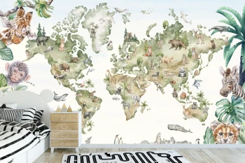  Fototapeta dla dzieci na wymiar mapa, dżungla, safari M111