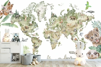  Fototapeta dla dzieci na wymiar mapa, dżungla, safari M112