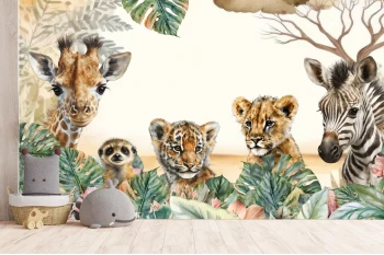  Fototapeta dla dzieci na wymiar zebra, żyrafa, tygrys M123