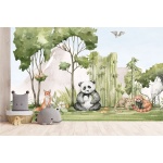 Fototapeta dla dzieci Panda, lis, bambusy M025
