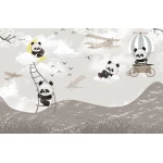  Fototapeta dla dzieci panda w balonie, pandy, samoloty dwk270