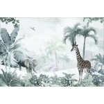  Fototapeta dla dzieci safari, zebra, palmy, flaming dwk214