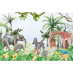 Fototapeta dla dzieci słoń, żyrafa, zebra, safari M041