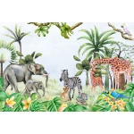  Fototapeta dla dzieci słoń, żyrafa, zebra, safari M041