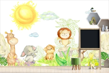  Fototapeta dla dzieci żyrafa, słoń, małpka, dzikie zwierzątka, zebra dwk223
