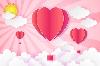  Fototapeta do pokoju dziecięcego balony, serduszka, czerwone balony dwk162