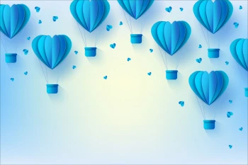 Fototapeta do pokoju dziecięcego balony, serduszka, niebieskie balony, balony w chmurach dwk163