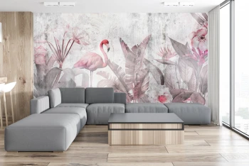  Fototapeta flamingi, egzotyczne liście monstery 5484