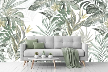  Fototapeta tropikalne liście palm, styl vintage 5467