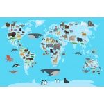 Fototapeta mapa świata zwierzęta 3662