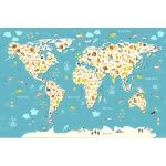 Fototapeta mapa świata zwierzęta 3663