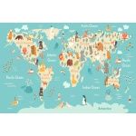 Fototapeta mapa świata zwierzęta 3664