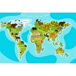 Fototapeta mapa świata zwierzęta3740