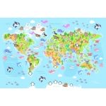 Fototapeta mapa świata zwierzętatek 3748