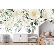 Fototapeta białe róże, białe kwiaty 393
