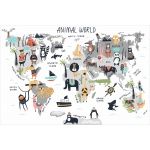 Fototapeta dla dzieci mapa świata zwierzęta 4335