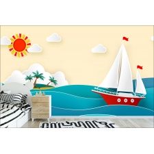 Fototapeta dla dzieci na wymiar morze, statek, słoneczko dwk112