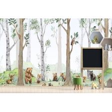 Fototapeta dla dzieci na wymiar las, leśne zwierzęta M132