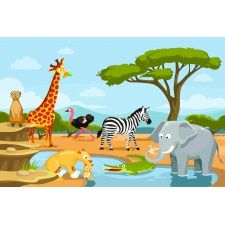 Fototapeta dla dzieci safari, dzikie zwierzęta, oaza dwk234