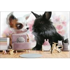Fototapeta do pokoju dziecięcego króliczek, piesek, przyjaciele dwk138