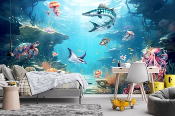  Fototapeta dla dzieci na wymiar podwodny świat, głębia oceanu, rafa M162