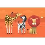  Fototapeta dla dzieci safari, lew, żyrafa, zebra, dwk028
