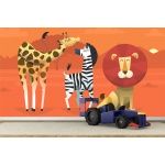 Fototapeta dla dzieci safari, lew, żyrafa, zebra, dwk028