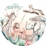  Naklejka tekstylna dżungla, safari, Afryka mn015