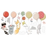 Naklejki tkaninowe zestaw 15 sticker cute animals whit baloons