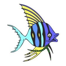 Naklejka kolorowa dla dzieci ryba skalar 25