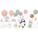 Naklejki tkaninowe zestaw 12 zwierzątka z balonami