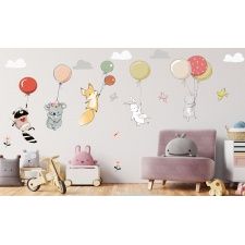 Naklejki tkaninowe zestaw 15 sticker cute animals whit baloons
