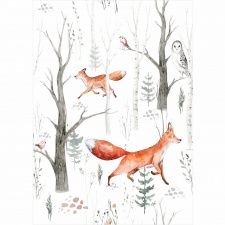 Plakat dla dzieci liski, las PS008