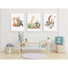 Zestaw 3 plakatów do pokoju dziecięcego malowane leśne zwierzęta mp051